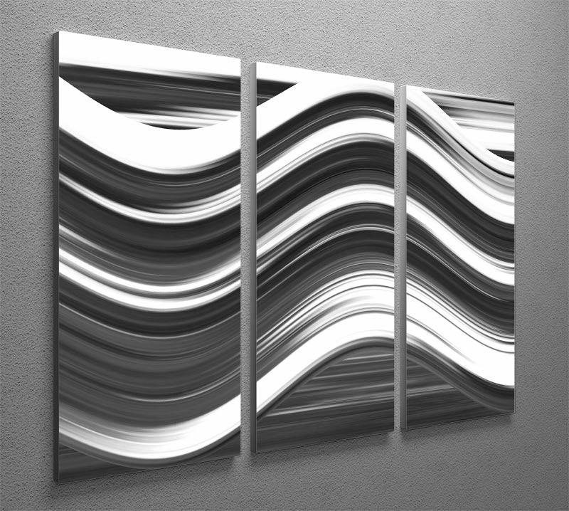 Black and White Wave 3 Split Panel Canvas Print - Canvas Art Rocks - 2