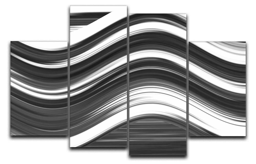 Black and White Wave 4 Split Panel Canvas - Canvas Art Rocks - 1