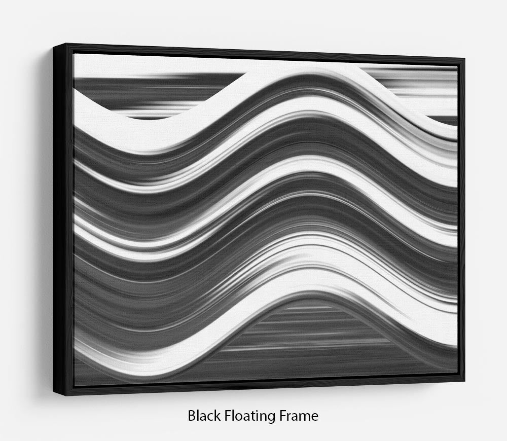 Black and White Wave Floating Frame Canvas - Canvas Art Rocks - 1