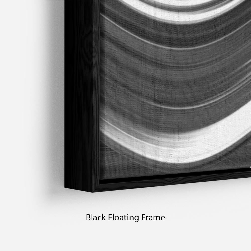 Black and White Wave Floating Frame Canvas - Canvas Art Rocks - 2