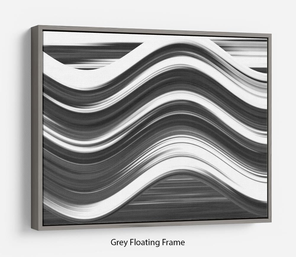 Black and White Wave Floating Frame Canvas - Canvas Art Rocks - 3