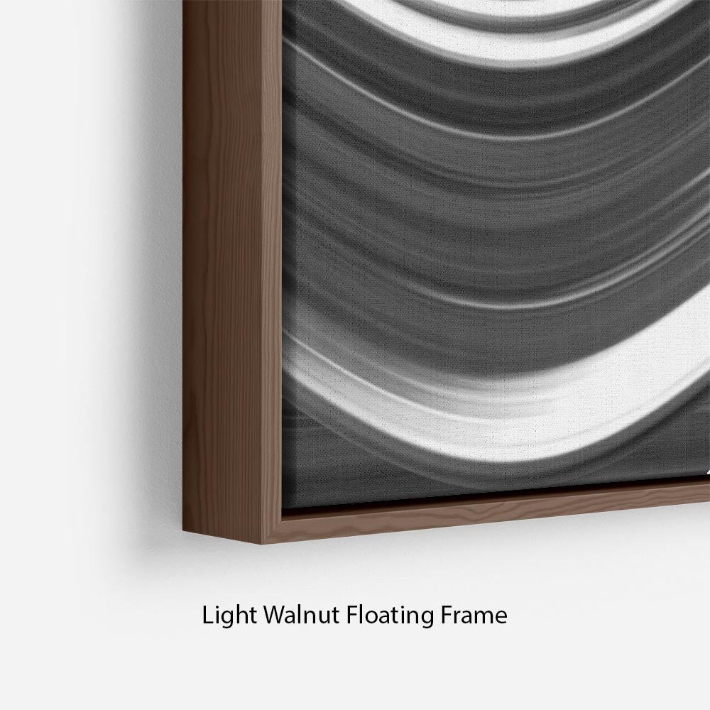 Black and White Wave Floating Frame Canvas - Canvas Art Rocks - 8