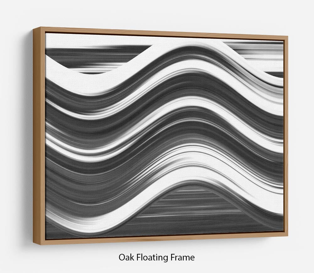 Black and White Wave Floating Frame Canvas - Canvas Art Rocks - 9