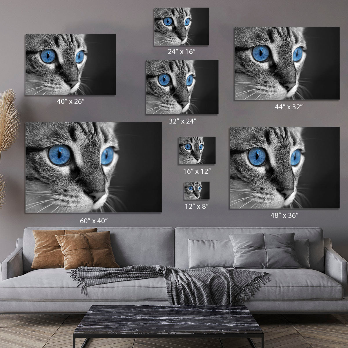 Black and white close up of cat with deep blue eyes Canvas Print or Poster - Canvas Art Rocks - 7