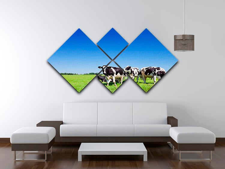 Black and white cows 4 Square Multi Panel Canvas - Canvas Art Rocks - 3