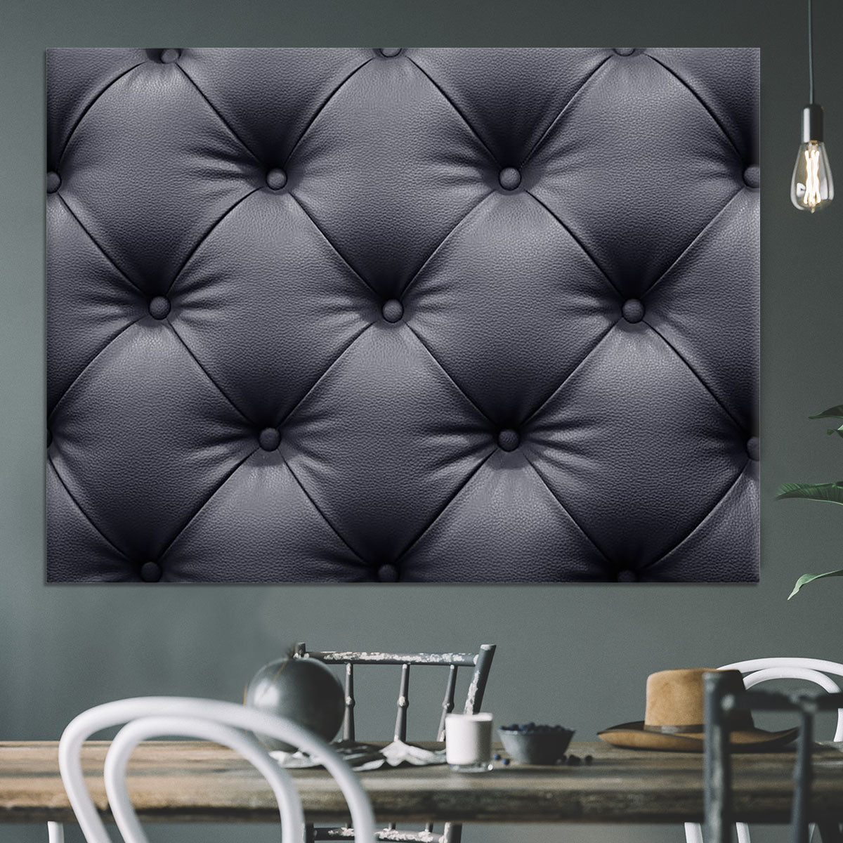 Black leather sofa texture Canvas Print or Poster - Canvas Art Rocks - 3
