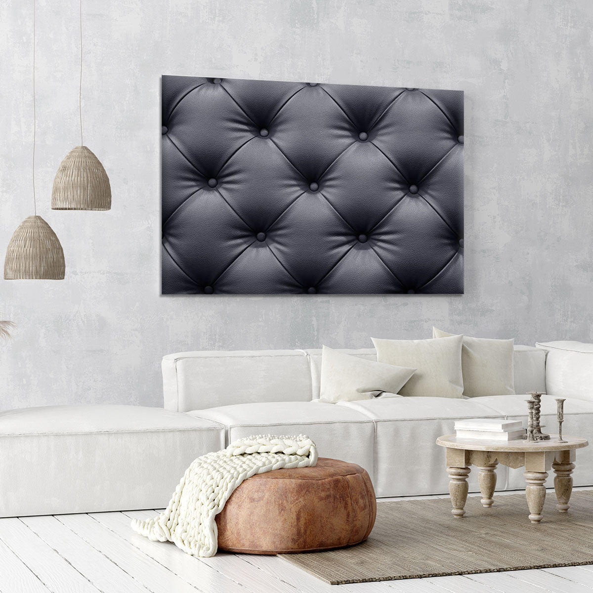 Black leather sofa texture Canvas Print or Poster - Canvas Art Rocks - 6
