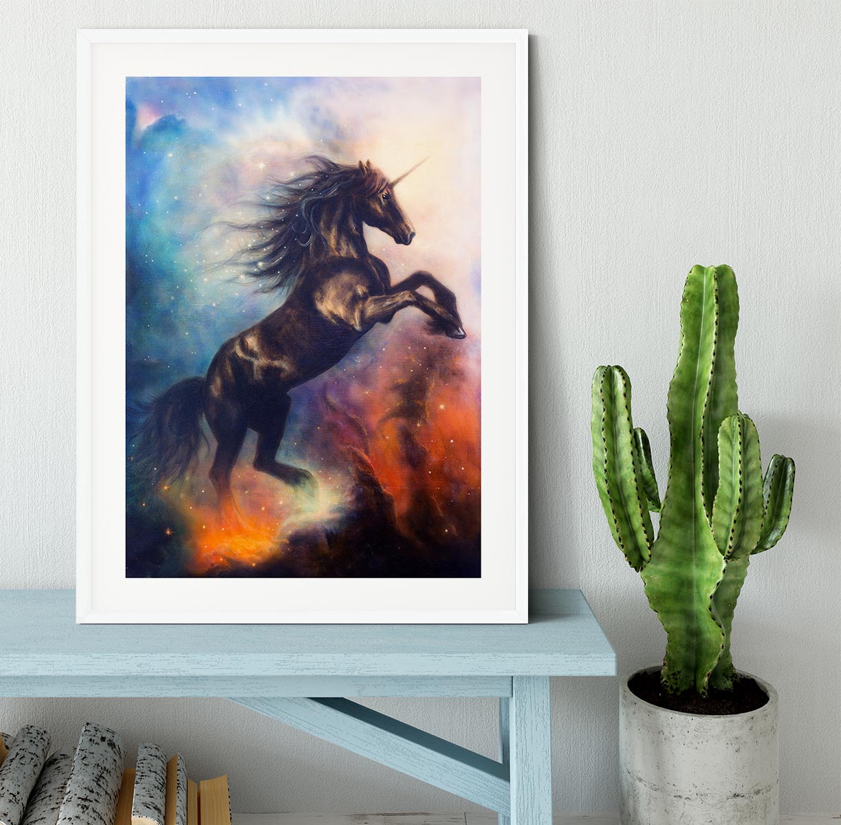 Black unicorn dancing in space Framed Print - Canvas Art Rocks - 5