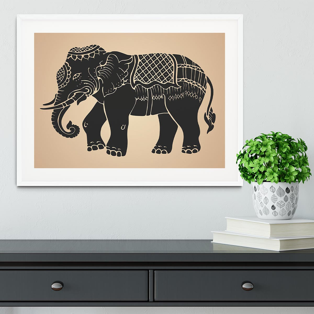 Black war elephant Framed Print - Canvas Art Rocks - 5