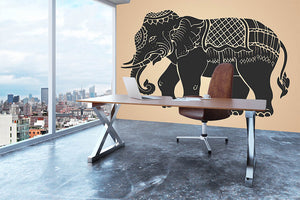 Black war elephant Wall Mural Wallpaper - Canvas Art Rocks - 3