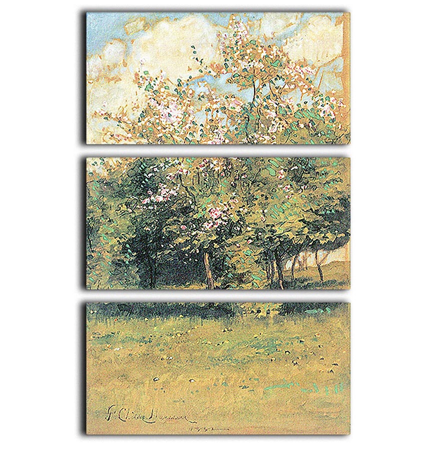 Blooming Trees by Hassam 3 Split Panel Canvas Print - Canvas Art Rocks - 1
