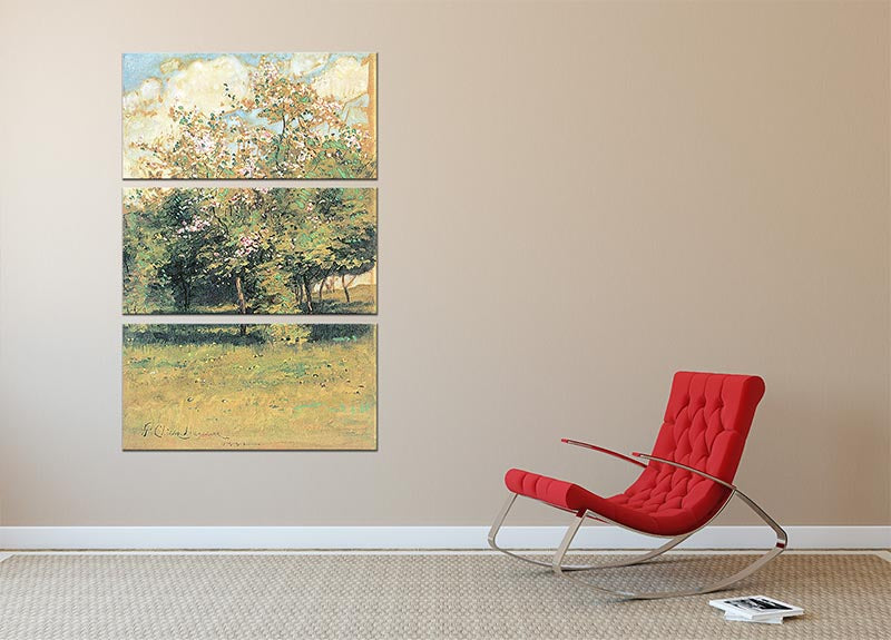 Blooming Trees by Hassam 3 Split Panel Canvas Print - Canvas Art Rocks - 2