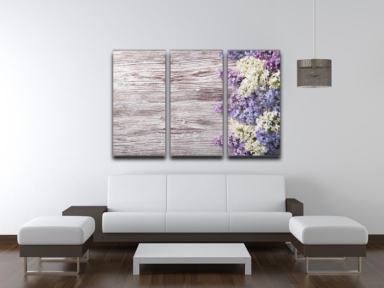 Blossom branch on wooden 3 Split Panel Canvas Print - Canvas Art Rocks - 3
