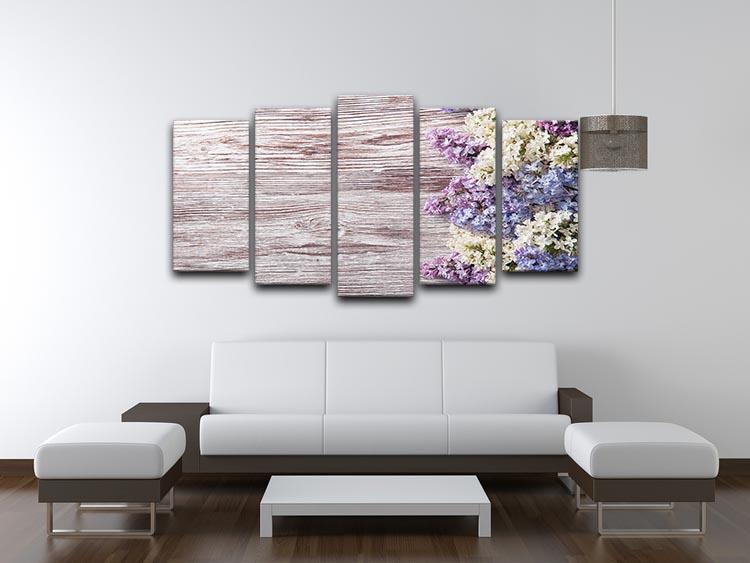 Blossom branch on wooden 5 Split Panel Canvas  - Canvas Art Rocks - 3
