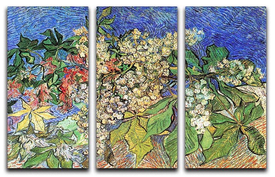 Blossoming Chestnut Branches by Van Gogh 3 Split Panel Canvas Print - Canvas Art Rocks - 4