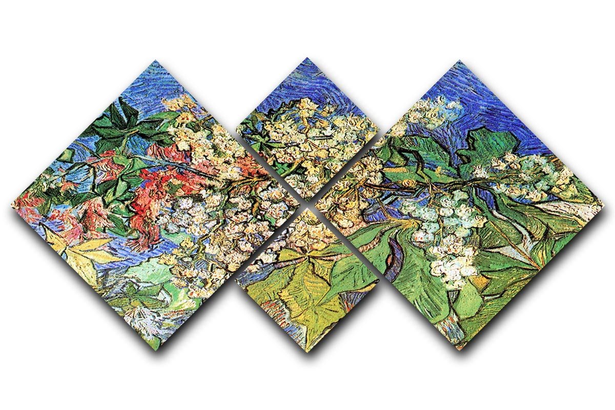 Blossoming Chestnut Branches by Van Gogh 4 Square Multi Panel Canvas  - Canvas Art Rocks - 1