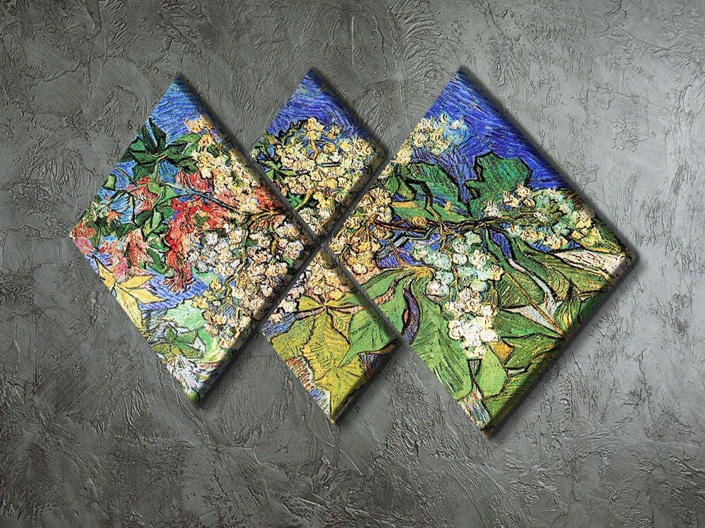 Blossoming Chestnut Branches by Van Gogh 4 Square Multi Panel Canvas - Canvas Art Rocks - 2