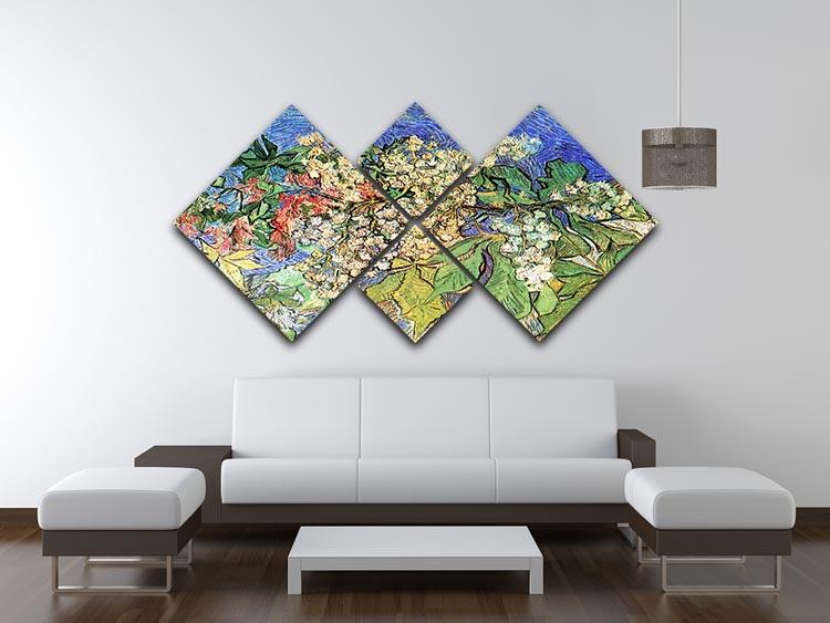 Blossoming Chestnut Branches by Van Gogh 4 Square Multi Panel Canvas - Canvas Art Rocks - 3