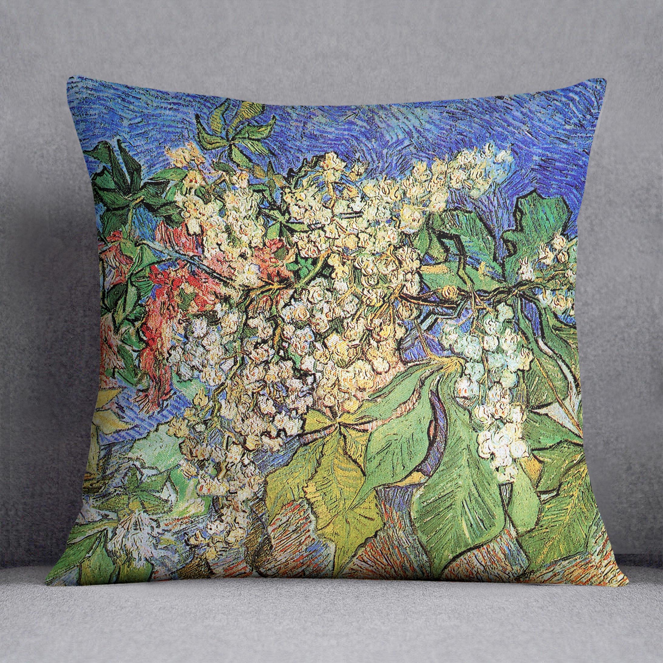 Blossoming Chestnut Branches by Van Gogh Cushion