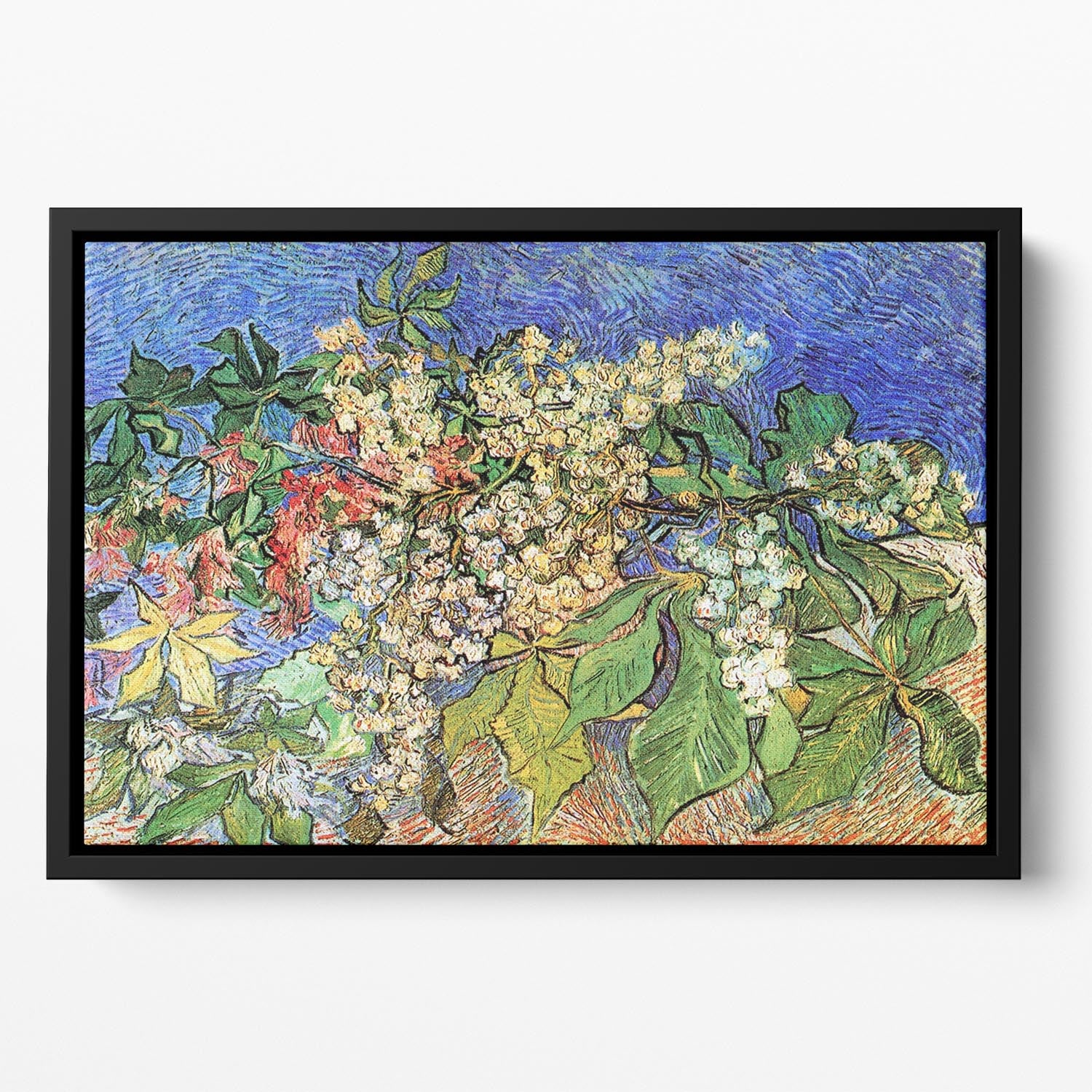 Blossoming Chestnut Branches by Van Gogh Floating Framed Canvas