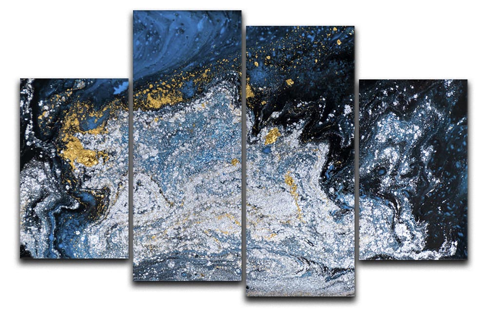 Blue Galaxy Marble 4 Split Panel Canvas - Canvas Art Rocks - 1