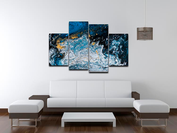 Blue Galaxy Marble 4 Split Panel Canvas - Canvas Art Rocks - 3