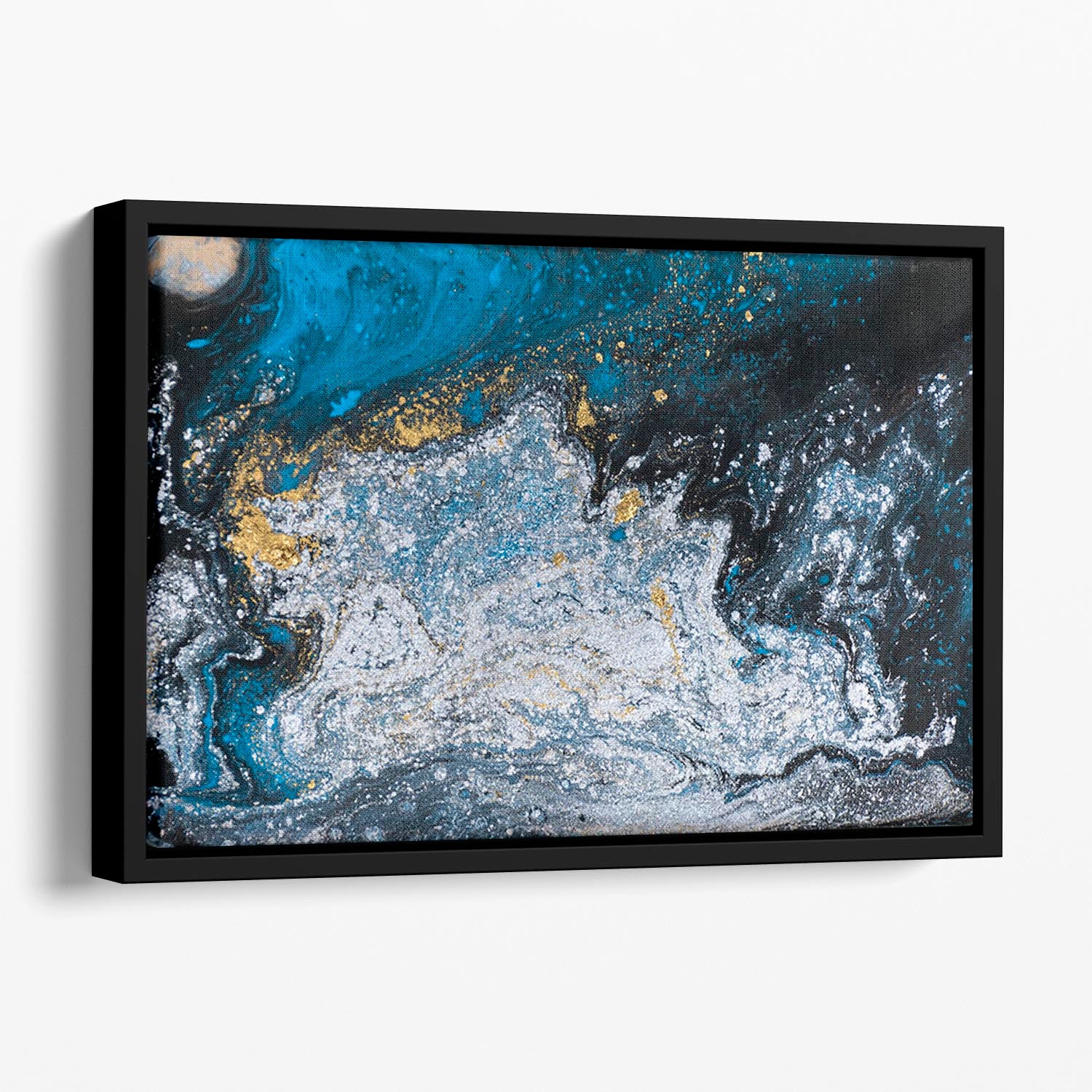 Blue Galaxy Marble Floating Framed Canvas - Canvas Art Rocks - 1