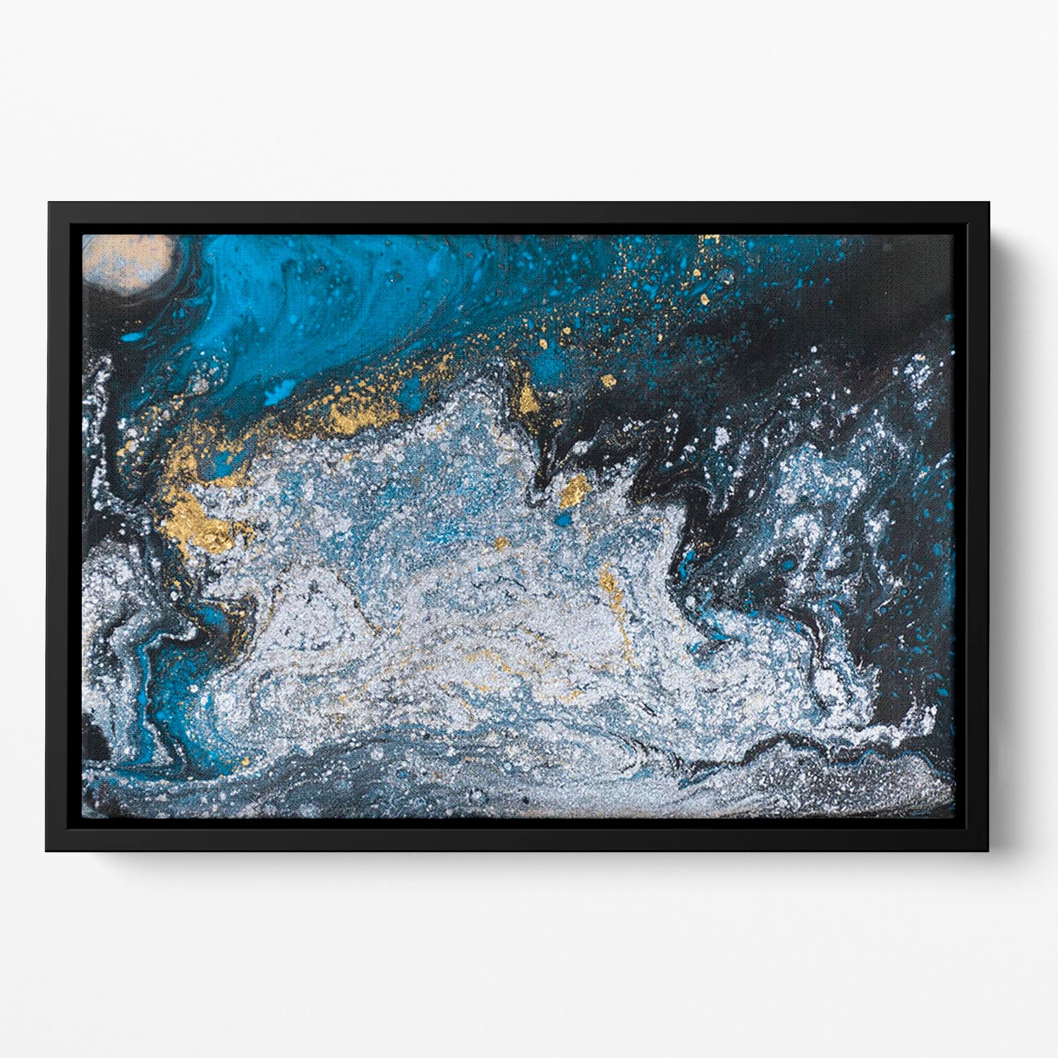 Blue Galaxy Marble Floating Framed Canvas - Canvas Art Rocks - 2