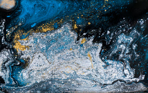 Blue Galaxy Marble Wall Mural Wallpaper - Canvas Art Rocks - 1