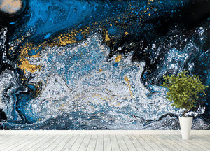 Blue Galaxy Marble Wall Mural Wallpaper - Canvas Art Rocks - 4