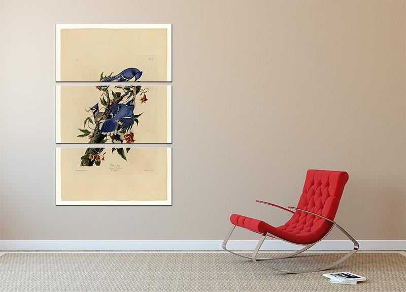 Blue Jay by Audubon 3 Split Panel Canvas Print - Canvas Art Rocks - 2