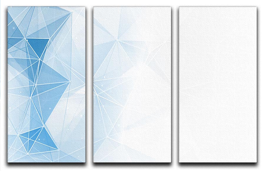 Blue Ombre Geometrical Web 3 Split Panel Canvas Print - Canvas Art Rocks - 1
