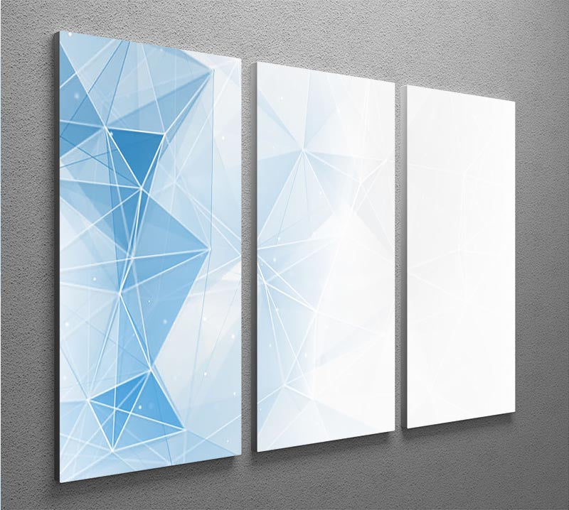Blue Ombre Geometrical Web 3 Split Panel Canvas Print - Canvas Art Rocks - 2