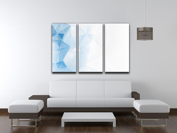 Blue Ombre Geometrical Web 3 Split Panel Canvas Print - Canvas Art Rocks - 3