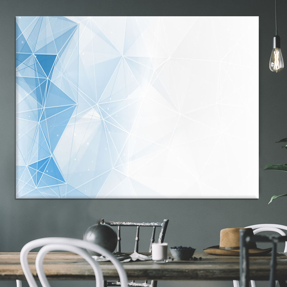 Blue Ombre Geometrical Web Canvas Print or Poster - Canvas Art Rocks - 3