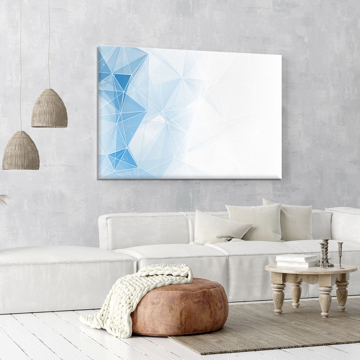 Blue Ombre Geometrical Web Canvas Print or Poster - Canvas Art Rocks - 6