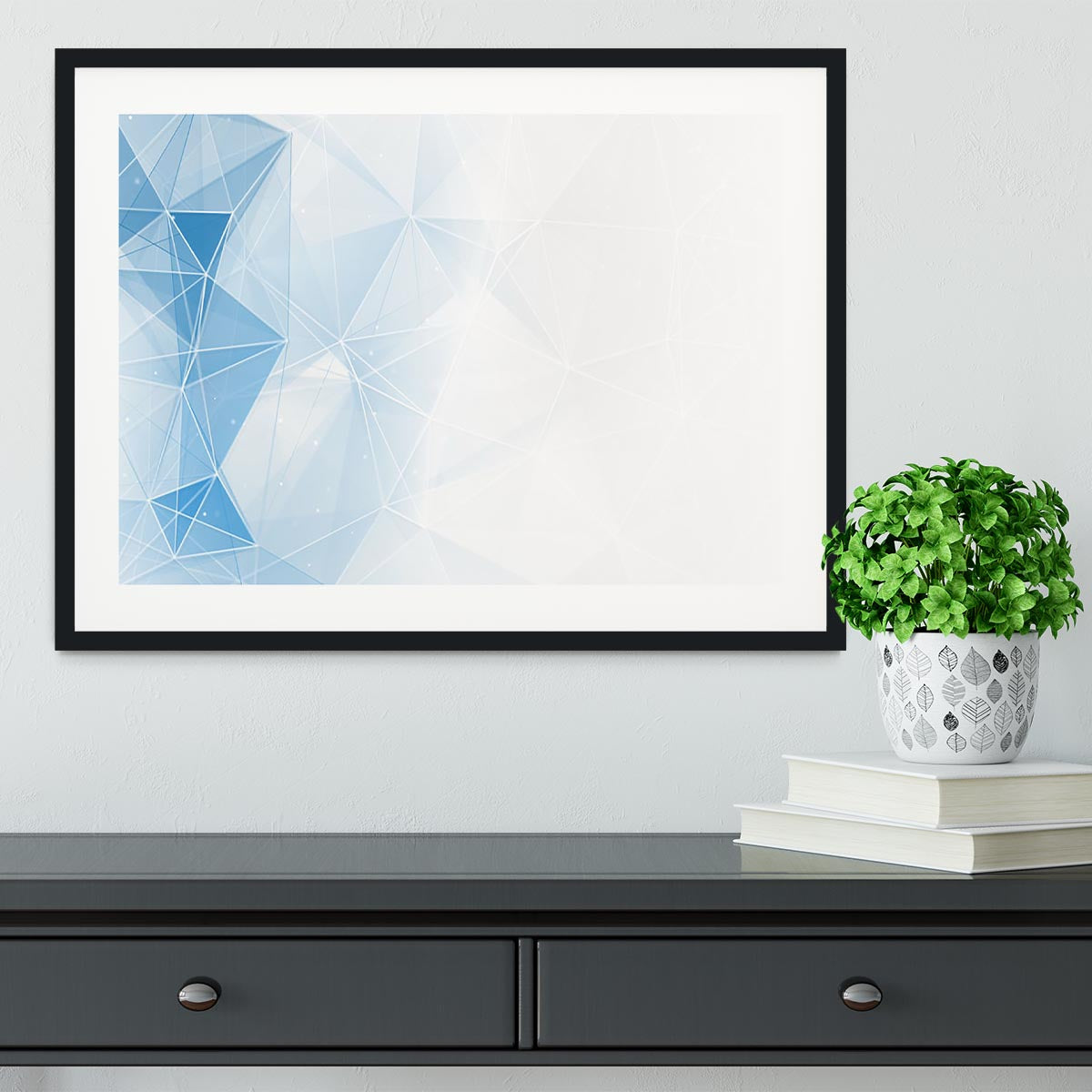Blue Ombre Geometrical Web Framed Print - Canvas Art Rocks - 1