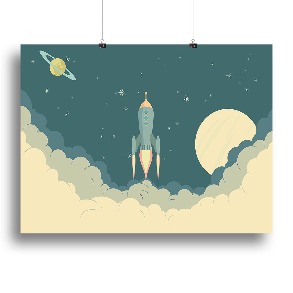 Blue Spaceship taking off Canvas Print or Poster - Canvas Art Rocks - 2