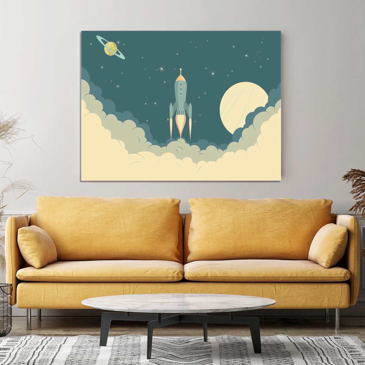 Blue Spaceship taking off Canvas Print or Poster - Canvas Art Rocks - 4