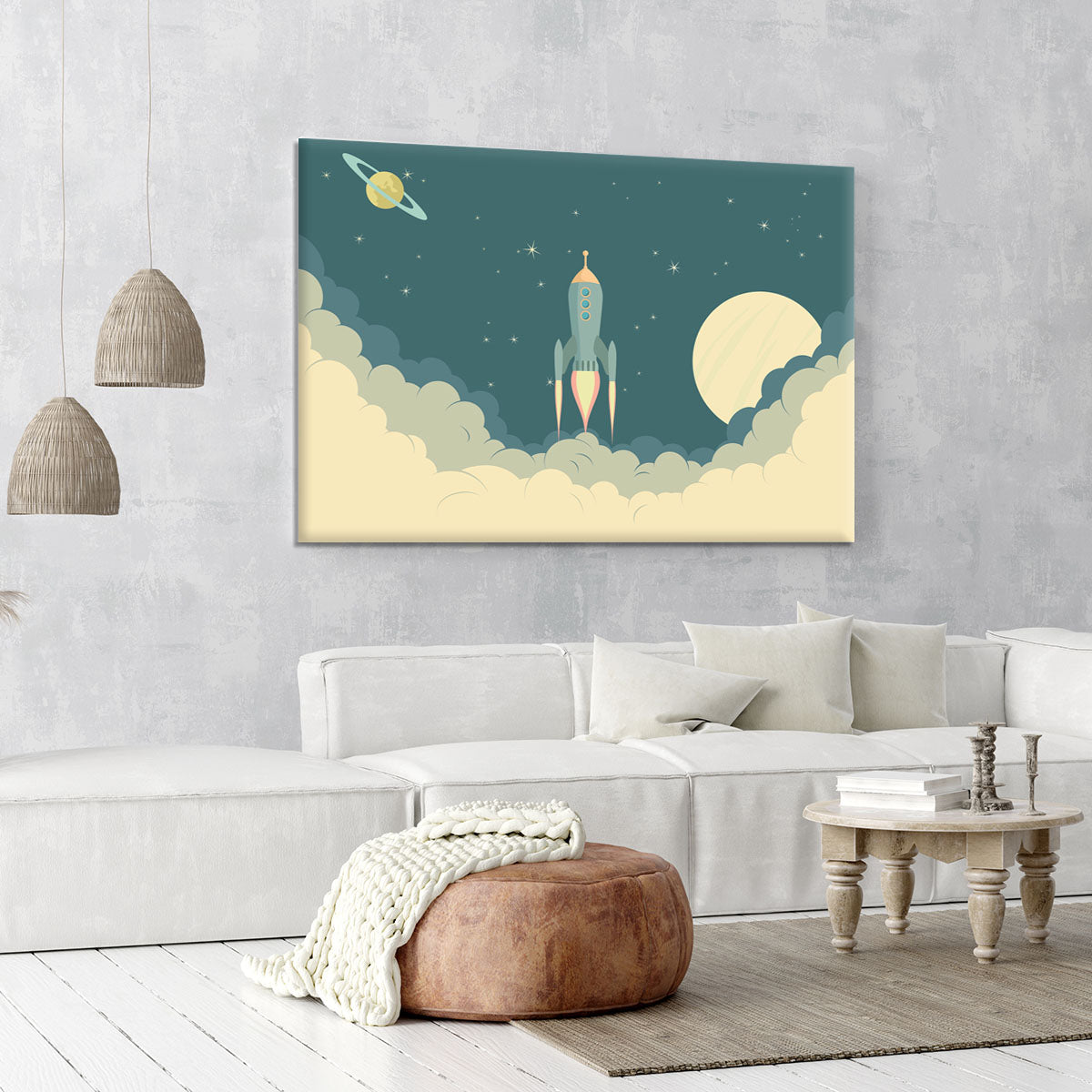 Blue Spaceship taking off Canvas Print or Poster - Canvas Art Rocks - 6