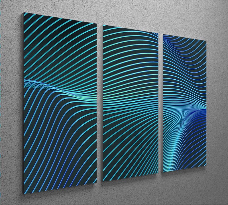 Blue Toned Waves 3 Split Panel Canvas Print - Canvas Art Rocks - 2