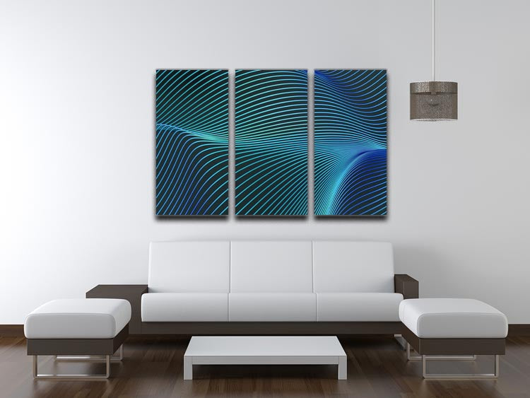 Blue Toned Waves 3 Split Panel Canvas Print - Canvas Art Rocks - 3