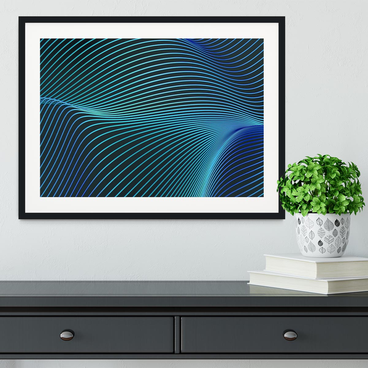 Blue Toned Waves Framed Print - Canvas Art Rocks - 1