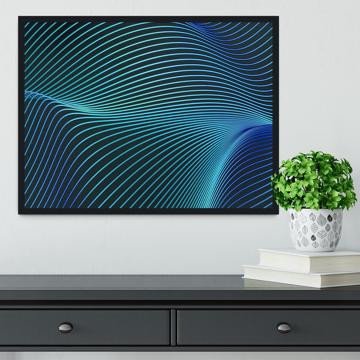 Blue Toned Waves Framed Print - Canvas Art Rocks - 2