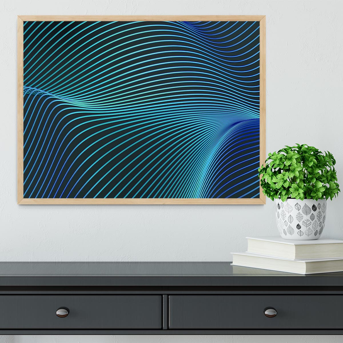 Blue Toned Waves Framed Print - Canvas Art Rocks - 4