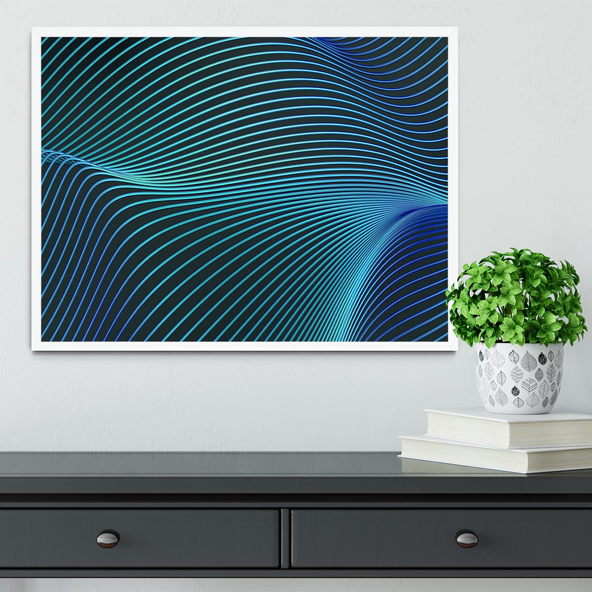 Blue Toned Waves Framed Print - Canvas Art Rocks -6