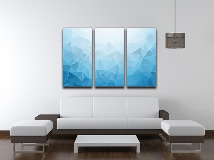 Blue Triangle Texture 3 Split Panel Canvas Print - Canvas Art Rocks - 3