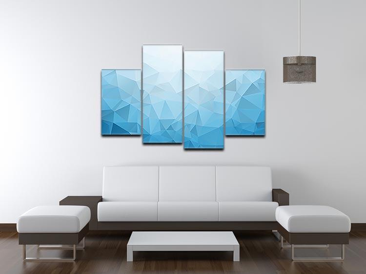 Blue Triangle Texture 4 Split Panel Canvas  - Canvas Art Rocks - 3