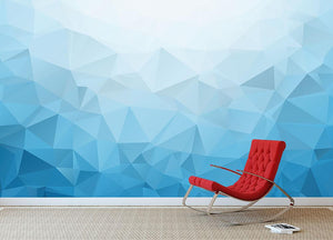 Blue Triangle Texture Wall Mural Wallpaper - Canvas Art Rocks - 2