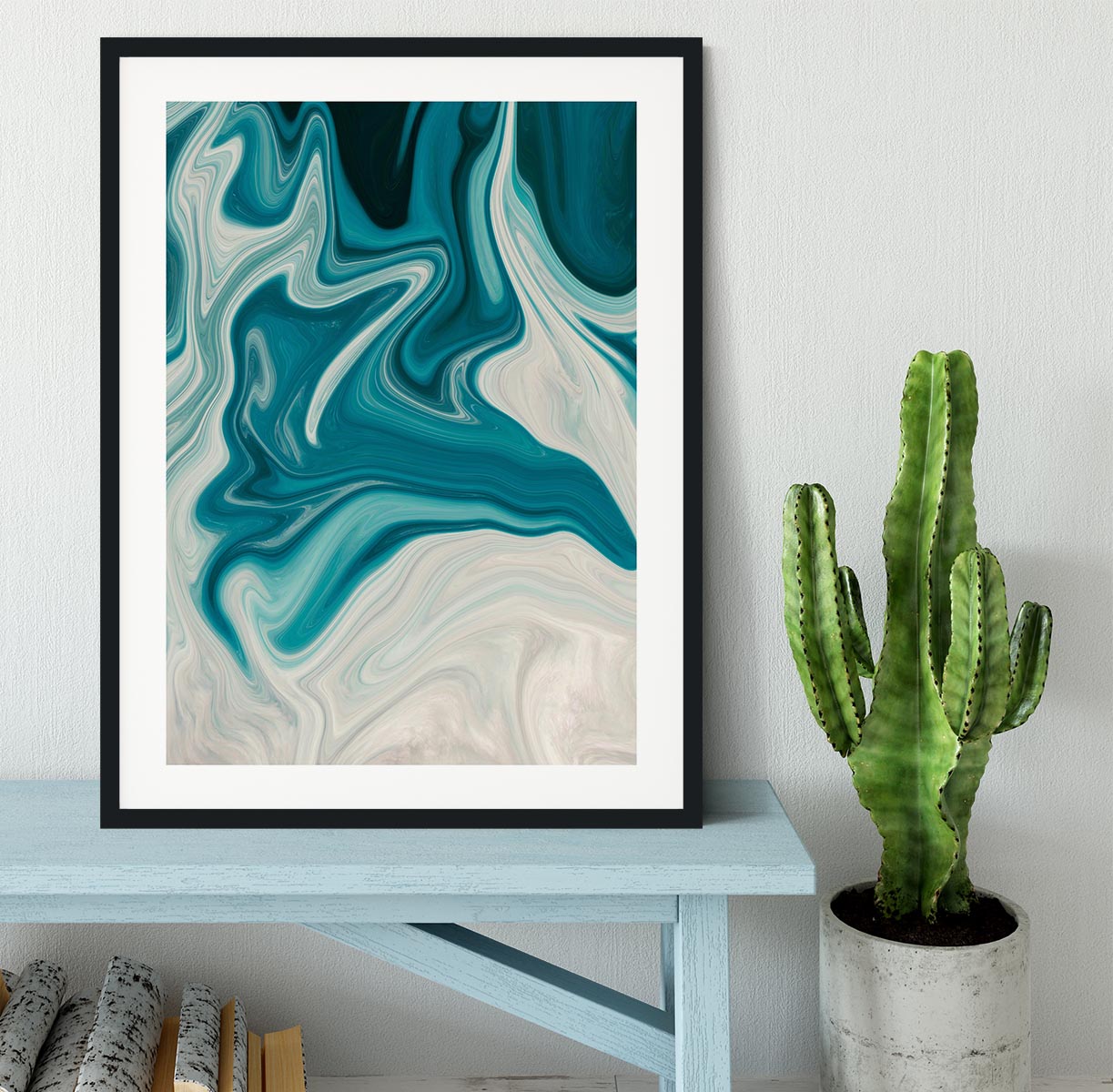 Blue Water Splash Framed Print - Canvas Art Rocks - 1